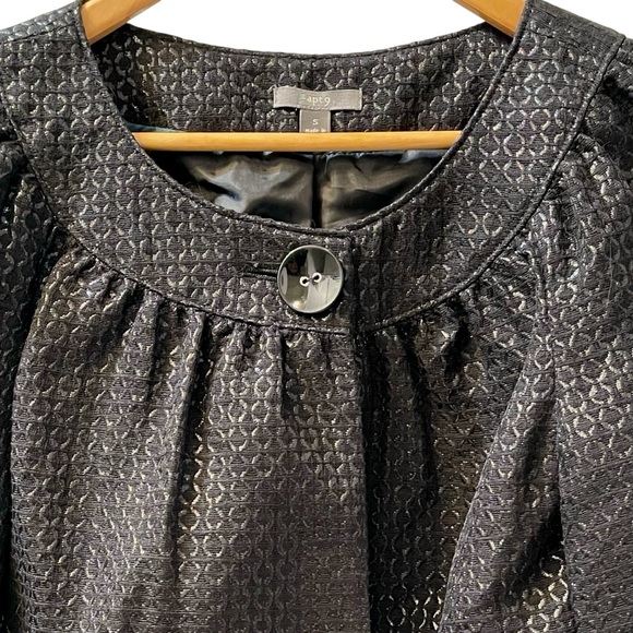 ❤️ Apt. 9 Black Lurex Jacquard Cape Style Jacket - Picture 3 of 9